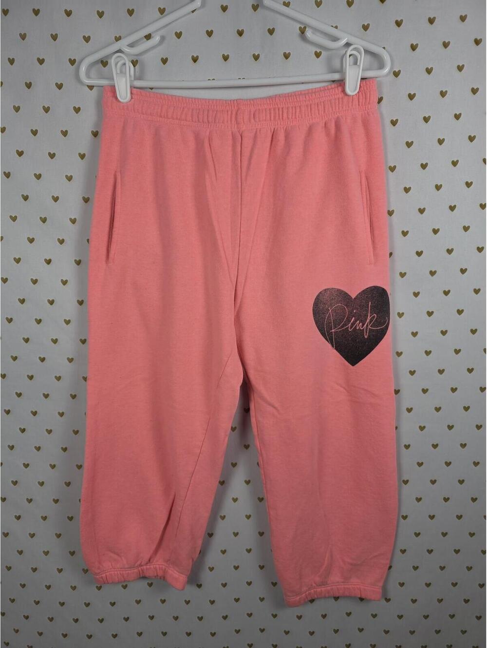 Victorias Secret PINK Vintage Heart CAPRI Cropped Joggers Sweats Sweatpants XS